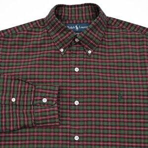 VTG Polo‎ Ralph Lauren Shirt Men's Medium Plaid Button Down Oxford Cloth Preppy